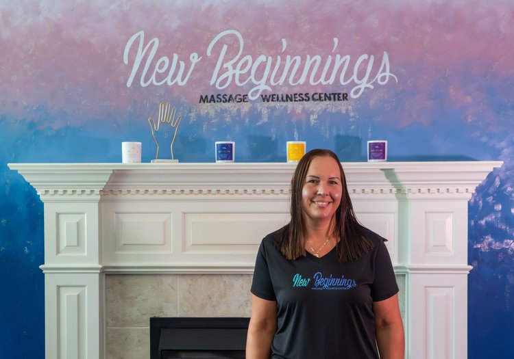 Portrait of Ashley Burkholder, LMT at New Beginnings Massage Wellness Center in Wyomissing, PA